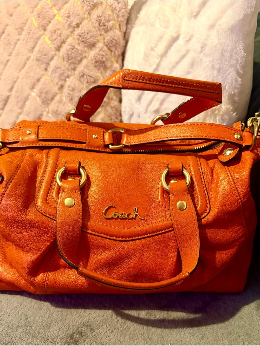 Authentic Coach Ashley Satchel with Gold Hardware